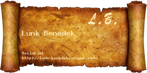 Lunk Benedek névjegykártya